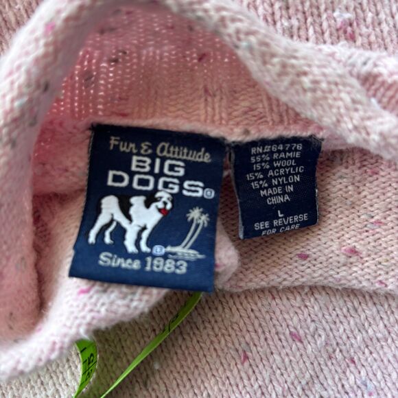 Vintage Big Dogs Embroidered Puppy Dog Turtle Neck Sweater Powder Pink Size L - Picture 9 of 10